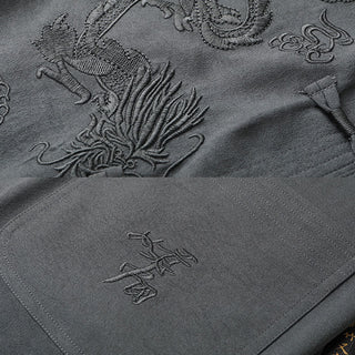 Buddha Gift Tang Suit Hanfu Chinese Dragon Traditional Kung Fu Uniform Short Sleeve Tops and Pants Clothing Men's Set