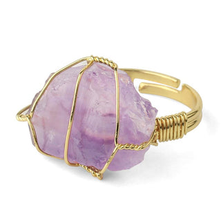 Buddha Gift Natural Crystal Gemstone Amethyst Adjustable Ring