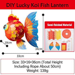 Buddha Gift DIY Good Luck Koi Fish Paper Lantern Lamp Mid-Autumn Festival Child Kids Lantern Decoration