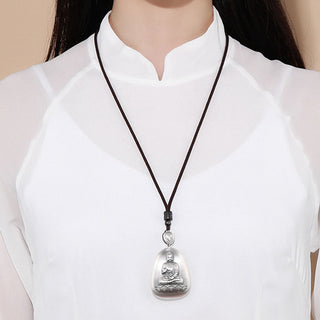 Buddha Gift 999 Sterling Silver Chinese Zodiac Natal Buddha Heart Sutra Engraved Protection Necklace Pendant