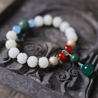 Buddha Gift Bodhi Seed Lotus Bead Carved Peace Harmony Bracelet