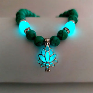 Buddha Gift Tibetan Turquoise Glowstone Luminous Bead Lotus Protection Bracelet