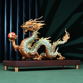 Buddha Gift Year Of The Dragon Auspicious Dragon Brass Copper Luck Success Office Decoration