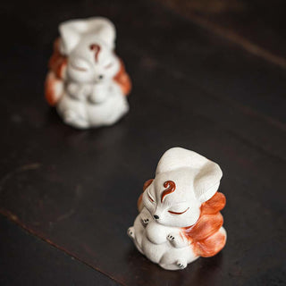 Buddha Gift Mini Nine Tailed Fox Purple Clay Luck Desk Decoration