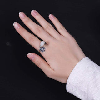 Buddha Gift Jade Lotus Copper Balance Healing Adjustable Ring
