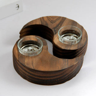 Buddha Gift Yin Yang Wood Candle Holder Meditation Rituals Use Items
