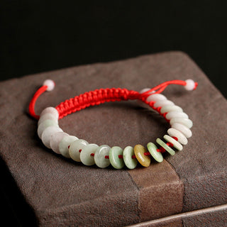 Buddha Gift Natural Round Jade Luck Red String Protection Bracelet