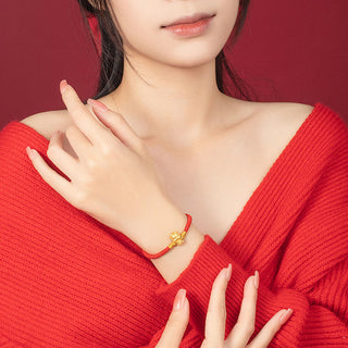 Buddha Gift 999 Sterling Silver Year of the Dragon Copper Coin Fortune Dragon Fu Character Luck Handcrafted Red String Braided Bracelet