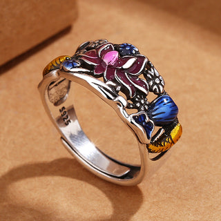 Buddha Gift Koi Fish Lotus Flower Leaf Design Luck Wealth Ring