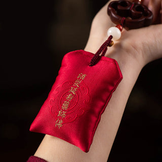 Buddha Gift Tibetan Small Leaf Red Sandalwood Lotus Cinnabar Sachet Protection Tassel Car Hanging Decoration