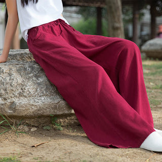 Buddha Gift Plain Wide Leg Pants Dance Women's Yoga Pants With Pockets
