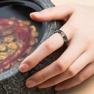 Buddha Gift Moss Agate Healing Balance Ring