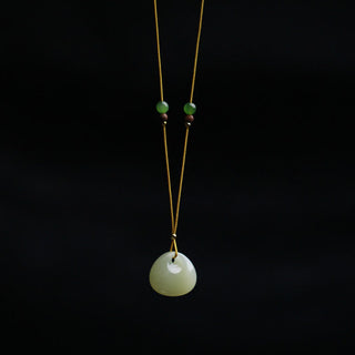 Buddha Gift Natural Hetian Jade Small Bag Pattern Prosperity String Necklace Pendant