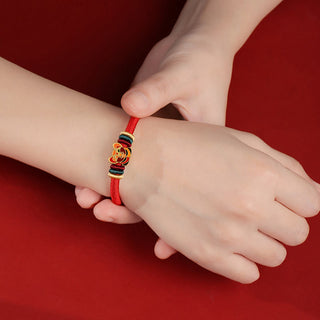Buddha Gift Handmade 925 Sterling Silver Year of the Dragon Cute Chinese Zodiac Luck Braided Red Bracelet