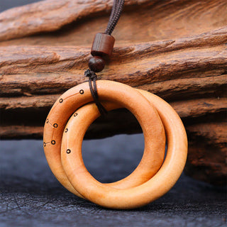 Buddha Gift Jujube Wood Taoist Yin Yang Ring Qiankun Circle Luck Ward Off Evil Spirits Necklace Pendant