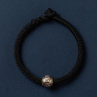 Buddha Gift 925 Sterling Silver Tibet Handmade Om Mani Padme Hum Luck Protection King Kong Knot Braided Bracelet