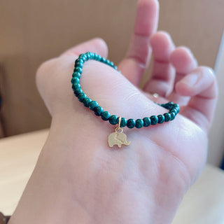 Buddha Gift Natural Malachite Elephant Anti-Anxiety Charm Bracelet