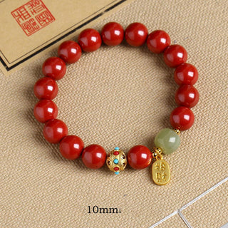 Buddha Gift Cinnabar Green Aventurine Fortune Protection Charm Bracelet