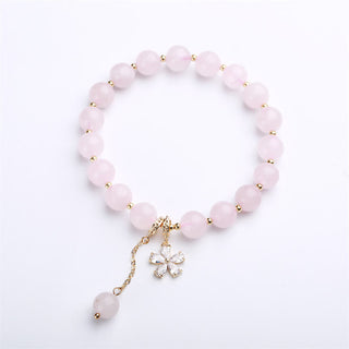 Buddha Gift Natural Pink Crystal Plum Blossom Love Bracelet