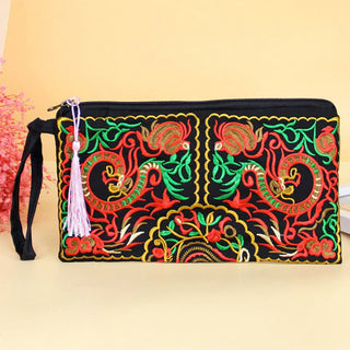 Buddha Gift Dragon Butterfly Cosmos Flower Embroidery Wallet Shopping Purse