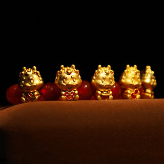 Buddha Gift Year of the Dragon Natural Red Agate Copper Coin Fu Character Protection Bracelet