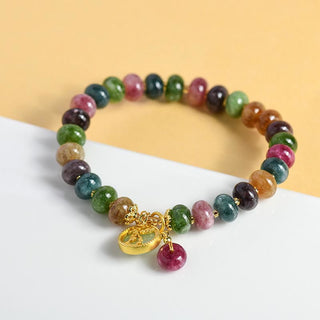 Buddha Gift Colorful Tourmaline Cute Flower Rabbit Charm Love Bracelet