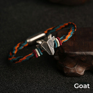 Buddha Gift Handmade 999 Sterling Silver Year of the Dragon Chinese Zodiac Protection Colorful Reincarnation Knot Rope Bracelet