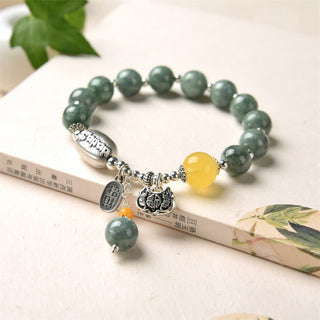 Buddha Gift 925 Sterling Silver Cyan Jade Amber Success Bracelet