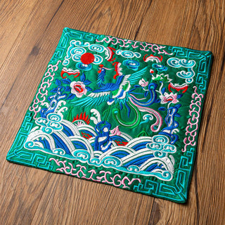 Buddha Gift Phoenix Dragon Kirin Embroidery Cup Mat Pad Tea Cup Coaster Kung Fu Tea Mat