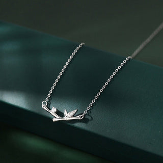 Buddha Gift Bamboo Leaf Design Copper Zircon Wealth Necklace Pendant