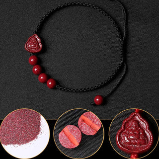 Buddha Gift Laughing Buddha Avalokitesvara Cinnabar Blessing String Bracelet