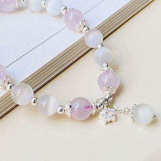 Buddha Gift 925 Sterling Silver Natural Amethyst Cat's Eye Spiritual Awareness Star Bracelet