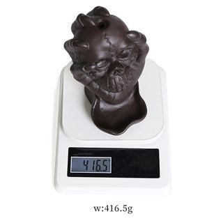 Buddha Gift Halloween Skull With Ghost Hand Purple Clay Spiritual Incense Burner Decoration