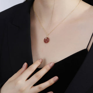 Buddha Gift 925 Sterling Silver Strawberry Quartz Healing Positive Necklace