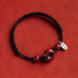 Buddha Gift Handmade Cinnabar Peace Buckle Safe and Healthy Charm Blessing String Bracelet Anklet
