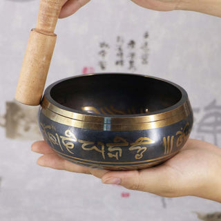 Buddha Gift Tibetan Meditation Bowl for Healing and Mindfulness Om Mani Padme Hum Singing Bowl