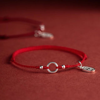 Buddha Gift 925 Sterling Silver Lucky Fortune Peace Joy Lotus Peace Buckle Red String Bracelet