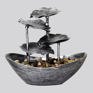 Buddha Gift Lotus Leaf Shaped Waterfall Fountain Tabletop Ornaments With LED Light Home Office Desktop Decoration
