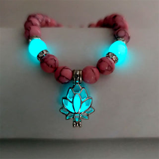 Buddha Gift Tibetan Turquoise Glowstone Luminous Bead Lotus Protection Bracelet