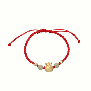 Buddha Gift Lucky Money Bag Fu Character Jade Bead Luck Braided Bracelet