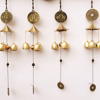 Buddha Gift Blessing Letter Elephant Bagua Auspicious Coin Wall Hanging Chime Bell Handmade Home Decoration
