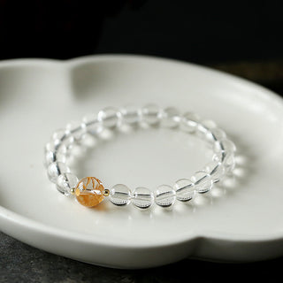 Buddha Gift Natural Black Obsidian White Crystal Black Onyx Dragon Strength Bracelet