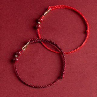 Buddha Gift Cinnabar Blessing Red String 14K Gold Infinity Symbol Bracelet Anklet