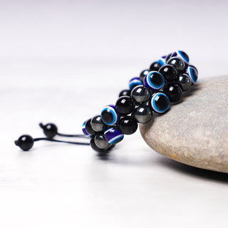 Buddha Gift Evil Eye Hematite Tiger Eye Protection Beaded Bracelet