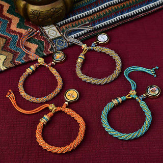 Buddha Gift Tibetan Handmade Luck Thangka Prayer Wheel Charm Weave String Bracelet