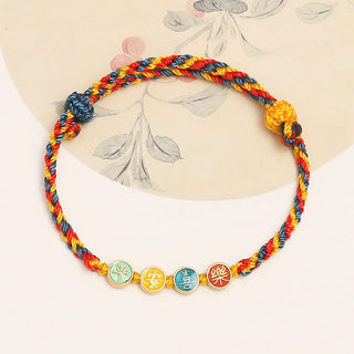 Buddha Gift Handmade Dunhuang Color Thread Peace And Joy Protection Braid String Bracelet