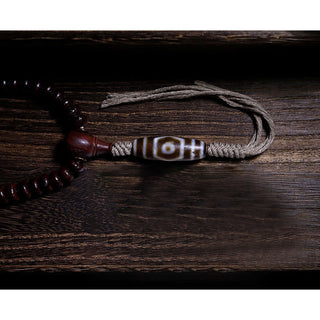 Buddha Gift Natural Tibet 108 Mala Beads Purple Bodhi Seed Three-eyed Dzi Bead Copper Dorje Harmony Bracelet