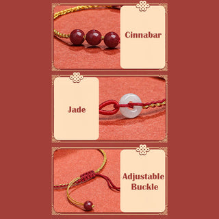 Buddha Gift Natural Cinnabar Jade Peace Buckle Blessing Bracelet