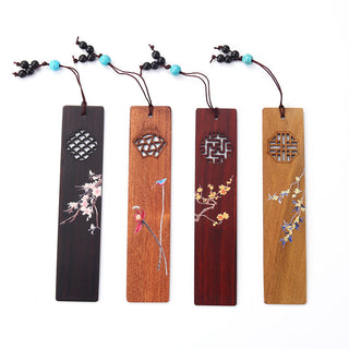 Buddha Gift 4Pcs Four Seasons Plum Orchid Bamboo Chrysanthemum Peking Opera Mask Wood Bookmarks With Gift Box
