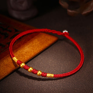 Buddha Gift 999 Gold Beads Luck King Kong Knot Handmade Braided Protection Bracelet